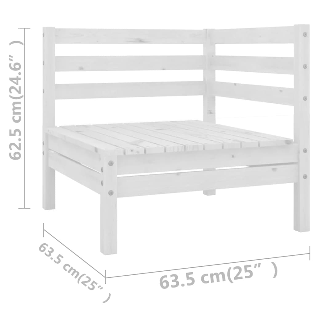 12-tlg. Garten-Lounge-Set Weiss Massivholz Kiefer